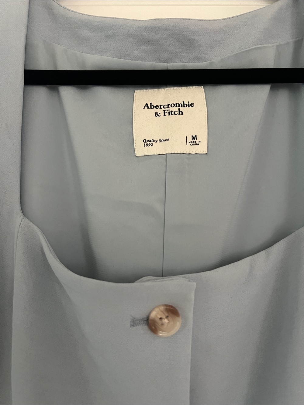 Abercrombie & Fitch Pale Blue Button-Front Sleeveless Shift Dress - Picture 2 of 3